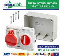 Presa Interbloccata 3P+T 16A 380V 6h ROSSA IP44 Con Fondo Master