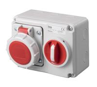 Presa interbloccata orizzontale con sezionatore, con interruttore, montaggio a parete, con fondo, 380V 415V, 5 poli, 3P+N+T, 16A, IP67, da interno e esterno