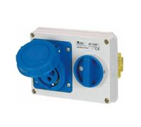 Presa interbloccata orizzontale con sezionatore interruttore, ad incasso, 220V 230V, 3 poli 2P+T, 32A, IP54 - Rosi 14.3234B6-I
