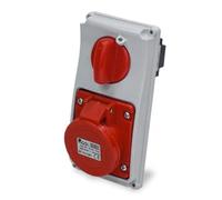 Presa interbloccata verticale con sezionatore interruttore, ad incasso, 380V, 4 poli 3P+T, 16A, IP54 - Rosi 19.3314R6-I
