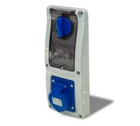 Presa interbloccata verticale con sezionatore interruttore, ad incasso, con interruttore magnetotermico, 220V 230V, 3 poli 2P+T, 32A, IP54 - Rosi 16.3234B6-IMT