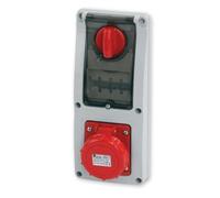 Presa interbloccata verticale con sezionatore interruttore, ad incasso, con interruttore magnetotermico, 380V, 4 poli 3P+T, 16A, IP67 - Rosi 16.3316R6-IMT