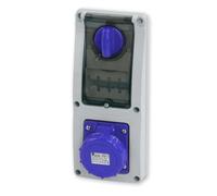 Presa interbloccata verticale con sezionatore interruttore, ad incasso, con interruttore magnetotermico, 220V 230V, 3 poli 2P+T, 63A, IP67 - Rosi 16.263B6-IMT