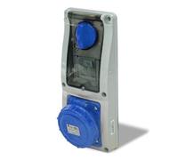 Presa interbloccata verticale con sezionatore interruttore, ad incasso, con portafusibile, 220V 230V, 3 poli 2P+T, 16A, IP67 da interno esterno