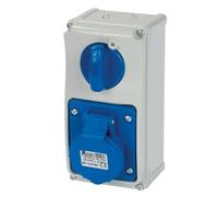 Presa interbloccata verticale con sezionatore interruttore, con fondo, 220V 230V, 3 poli 2P+T, 32A, IP54 - Rosi 19.3234B6