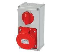 Presa interbloccata verticale con sezionatore interruttore, con fondo, 380V, 4 poli 3P+T, 32A, IP54 - Rosi 19.3334R6