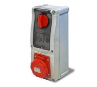 Presa interbloccata verticale con sezionatore interruttore, con fondo, con interruttore magnetotermico, 380V, 5 poli 3P+N+T, 63A, IP67 - Rosi 16.463R6MT