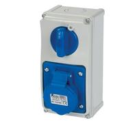 Presa interbloccata verticale con sezionatore interruttore, montaggio a parete, con fondo, 220V 230V, 3 poli 2P+T, 32A, IP54 da interno