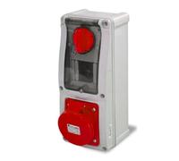 Presa interbloccata verticale con sezionatore, interruttore, montaggio a parete, con fondo, con barra DIN, 380V 415V AC, 4 poli, 3P+T, 16A, IP54 da interno