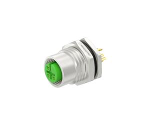 Presa M12 A-Code a 3 pin femmina con blocco frontale M16 per montaggio a pannello, lega di zinco, per saldatura IP67, connettore circolare industriale impermeabile