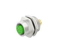 Presa M12 A-Code a 8 pin femmina con blocco posteriore M16, montaggio a pannello, lega di zinco, saldatura PCB, connettore circolare industriale impermeabile IP67