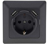Presa MILOS con 2x USB 1A antracite con cornice