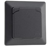 Presa MILOS con coperchio IP44 antracite con cornice