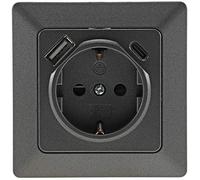 Presa MILOS con USB-C/PD, antracite, con cornice