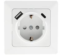 Presa MILOS con USB-C/PD, bianco opaco, con cornice