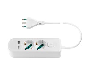 Presa mobile multipla con 2 universale+2USB+ spina S17 + interruttore bianco Bianco