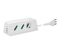 Presa mobile multipla scrivania 1 universale +2 P17/11+3 USB+ spina S17 bianco Bianco