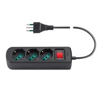 Vimar Presa multipla 0R00637.CC - 3 uscite SICURY, interruttore automatico, cavo 1,5 m, nero