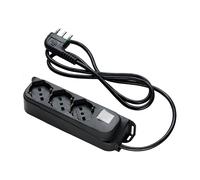 Fanton S.P.A. 47461 Multipresa OMEGA ciabatta nera 3 prese bipasso 16A - cavo 1,5 m. - spina a squadra grande italiana - scarpett interruttore bipolare luminoso banca made in italy