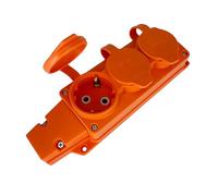Presa Multipla 3 posti Schuko in Gomma IP54 Arancione - Multipresa da Esterno con Coperchi 250V 16A 3500W - Presa Multipla Resistente per Giardino, Garage, Officina e Cantiere - Horoz Electric