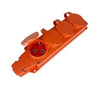 Presa Multipla 4 posti Schuko in Gomma IP54 Arancione - Multipresa da Esterno con Coperchi 250V 16A 3500W - Presa Multipla Resistente per Giardino, Garage, Officina e Cantiere - Horoz Electric