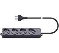 PRESA MULTIPLA 4 PRESE UNIVERSALI CAVO 2 METRI NERO ADATTATORE ELETTRICO 01292