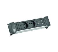 PRESA MULTIPLA BACHMANN 916.112 - 2 prese, 1 USB, cavo 2m, prese UTE, protezione sovratensioni, interruttore