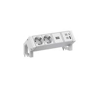 PRESA MULTIPLA BACHMANN DESK 2 ALU WHITE 2 prese, 1 USB, cavo 0,2 m, prese CEE 7/3, protezione da sovratensioni