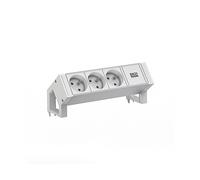 PRESA MULTIPLA BACHMANN DESK2 ALU BIANCO 3 prese UTE, cavo 0,2 m, prese francesi