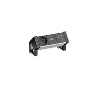 PRESA MULTIPLA BACHMANN DESK2 ALU BLACK - 1 UTE, 2 USB, cavo 0,2 m, prese tipo E, protezione da sovratensioni