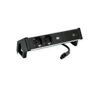 PRESA MULTIPLA BACHMANN DESK2 ALU BLACK 2 prese, 1 USB, cavo 0.2m, prese italiane