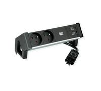 PRESA MULTIPLA BACHMANN DESK2 ALU BLACK - 2 prese AC Tipo E, 1 USB A&C 22W, cavo 0,2 m GST18