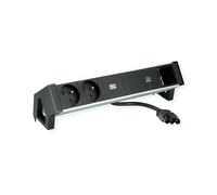 PRESA MULTIPLA BACHMANN DESK2 ALU BLACK - 2 prese UTE Francia, 1 CM, 1 USB-C 60W, cavo 0,2m