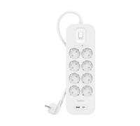 Belkin Multipresa montabile a parete con 8 prese CA protette, cavo di alimentazione da 2 m, LED di stato, porte USB-C e USB-A, ricarica rapida USB-C PD, ciabatta elettrica con protezione fino a 900 J