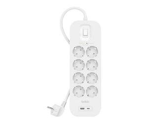 PRESA MULTIPLA BELKIN SRB003VF2M-V2 - 8 prese, 2 USB, cavo 2m, prese tipo F, protezione sovratensioni