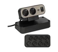 BRE 1153580200 - Presa multipla da tavolo a 8+2 ingressi, argento, nero