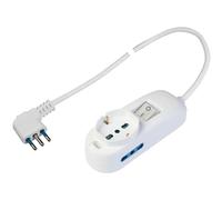 Poly Pool PP2500XL Presa Multipla P40 Pluristandard, Spina Salvaspazio Grande 16 A, 1.5 Metri Cavo e Interruttore, Bianco,3500W