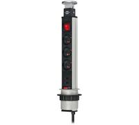 Brennenstuhl - Tower Power, ciabatta con prese multiple, retrattile, grigio, 1396201013, 230V