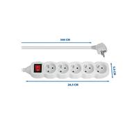 PRESA MULTIPLA ESPERANZA ELK215W - 5 prese tipo E, cavo 3m, interruttore, protezione bambini