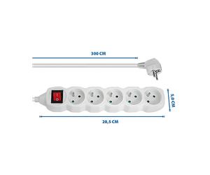 PRESA MULTIPLA ESPERANZA ELK215W - 5 prese tipo E, cavo 3m, interruttore, protezione bambini
