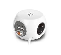PRESA MULTIPLA EWENT EW3957 - 3 prese, 4 USB, cavo 1.5m, prese Type F (CEE 7/4), protezione sovratensioni
