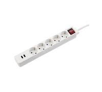 PRESA MULTIPLA HAMA 00137350 - 5 prese tipo F, 2 USB, cavo 1,4 m, interruttore acceso/spento