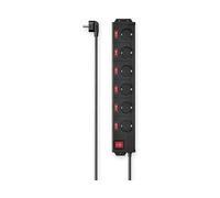 PRESA MULTIPLA HAMA 00223160 - 6 prese, cavo 1.4m, prese schuko, protezione sovratensioni