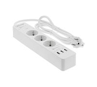 PRESA MULTIPLA INLINE 16491 - 3 prese, 3 USB, cavo 1.5m, prese tipo F, protezione sovratensioni, interruttore