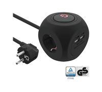 PRESA MULTIPLA INLINE 16499B - 1 prese, 4 USB, cavo 2m, prese con protezione, protezione sovratensioni