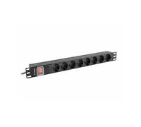 PRESA MULTIPLA LANBERG PDU-08F-0200-BK - 8 prese, cavo 2m, prese tipo F, protezione sovratensioni, interruttore