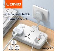 Presa multipla LDNIO con interruttore Uscita 2AC Estensione presa elettrica 4USB Spina multipla Protezione da sovratensione Adattatore da viaggio universale