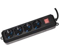 PRESA MULTIPLA LINK 4 SCHUKO/10/16A INTERRUTTORE CAVO 1,5MT NERA