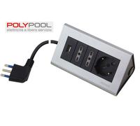PRESA MULTIPLA MULTIPRESA TRIPLA + USB DA SCRIVANIA CON CAVO 2 MT. " POLYPOOL"