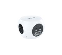 PRESA MULTIPLA NANOCABLE 10.37.0001 - 3 prese, 4 USB, cavo 1.4m, prese Type F, protezione sovratensioni